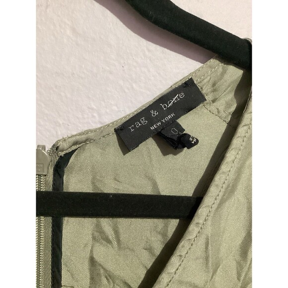 Rag & Bone Elsa 100% Silk Sleeveless Green Romper Elastic Waist 0 - Picture 6 of 8
